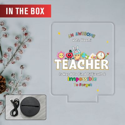 Personalized Teacher LED Night Lamp Custom with Name Birthday Gift for Teacher School Teacher Gift from Student Thank You Gifts for Teacher from Students (Multicolored Light)